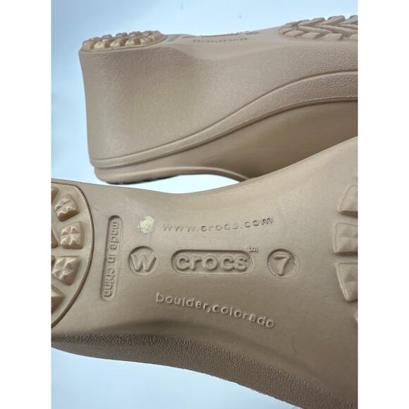 Crocs Frances Mary Jane Heel Clogs Tan Women's Size 7 - Picture 6 of 6